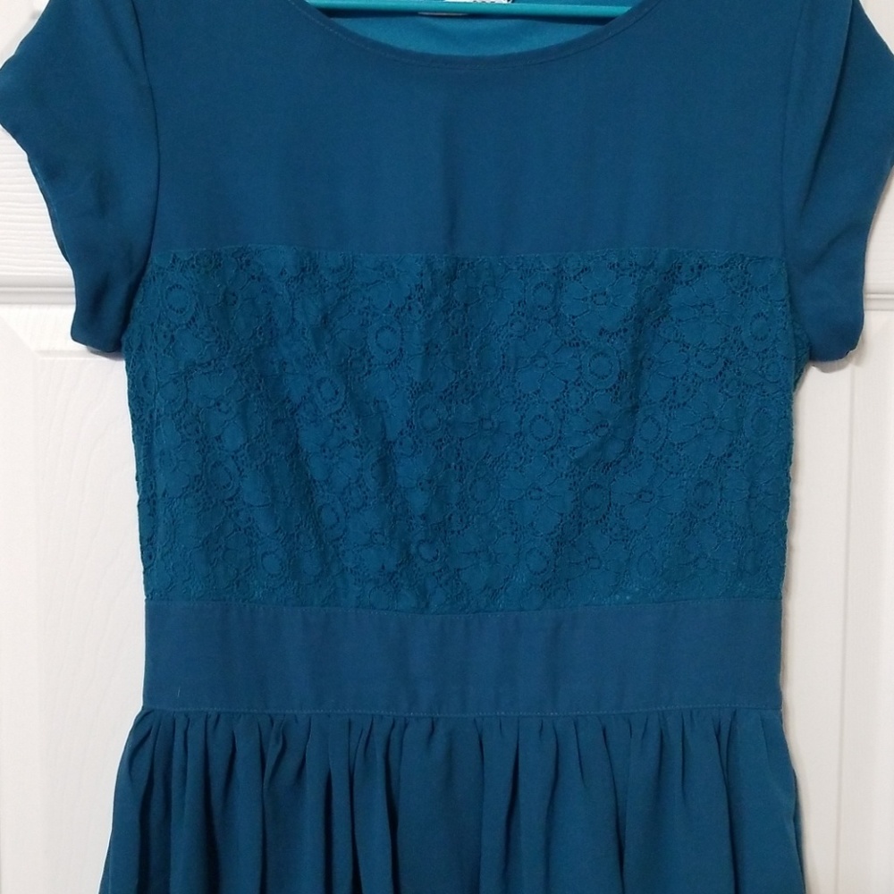 Mikarose Blue Dress with Lace Bodice
